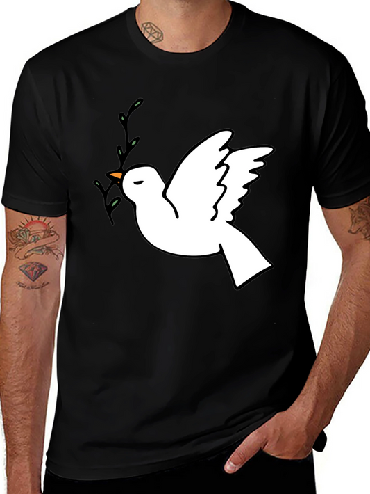 Peace Dove Graphic T-Shirt - Stylish Black Tee