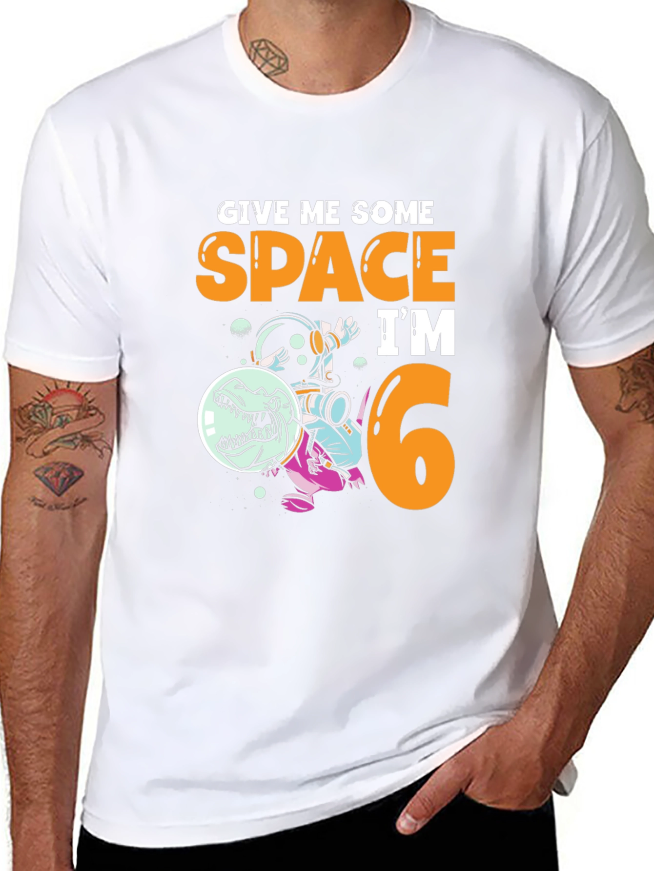 Dinosaur Astronaut 6th Birthday T-Shirt