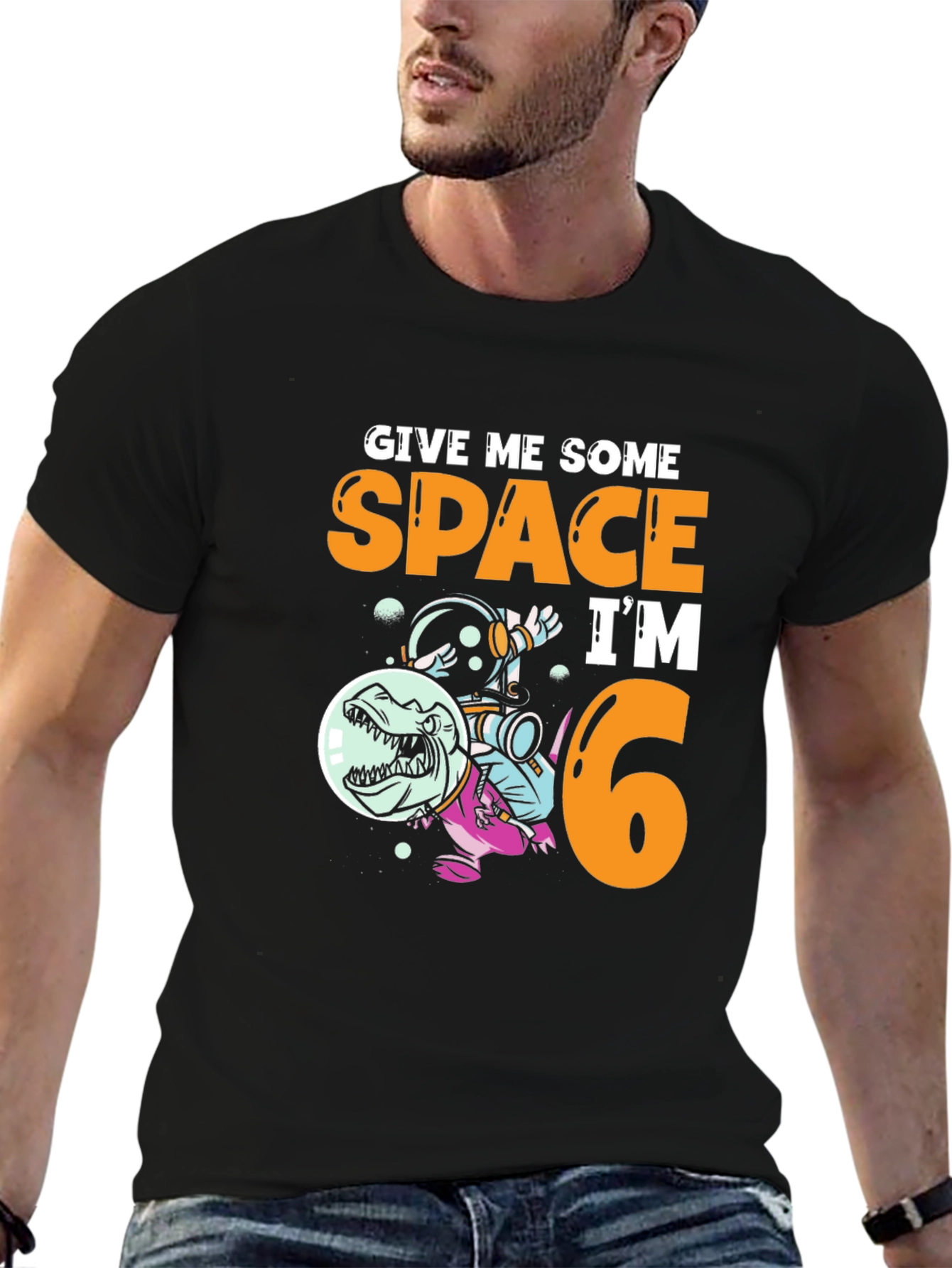 Dinosaur Astronaut 6th Birthday T-Shirt