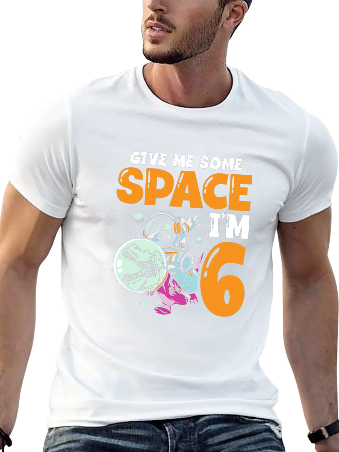 Dinosaur Astronaut 6th Birthday T-Shirt