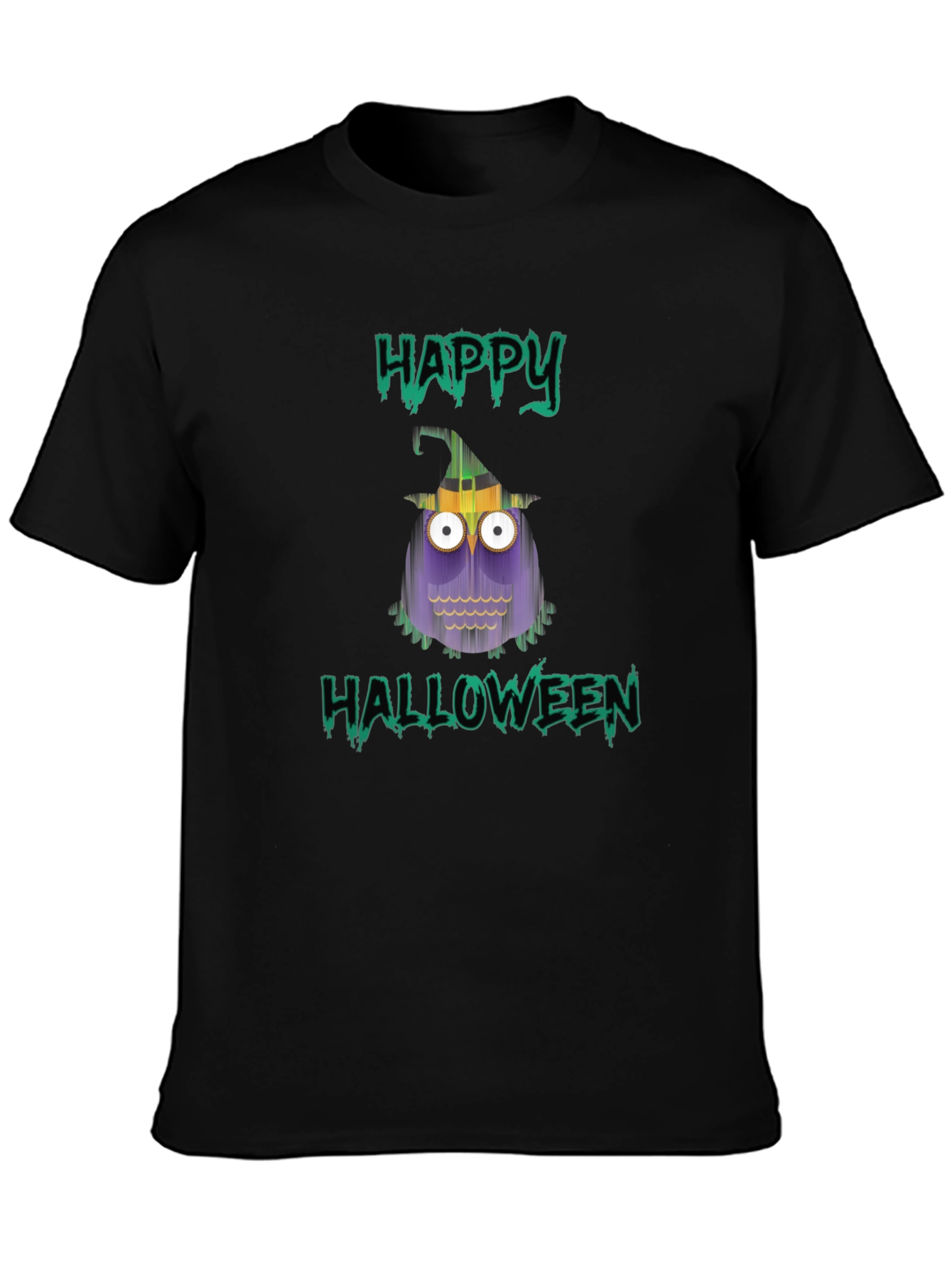 Happy Halloween Owl T-Shirt - Mens Black Tee