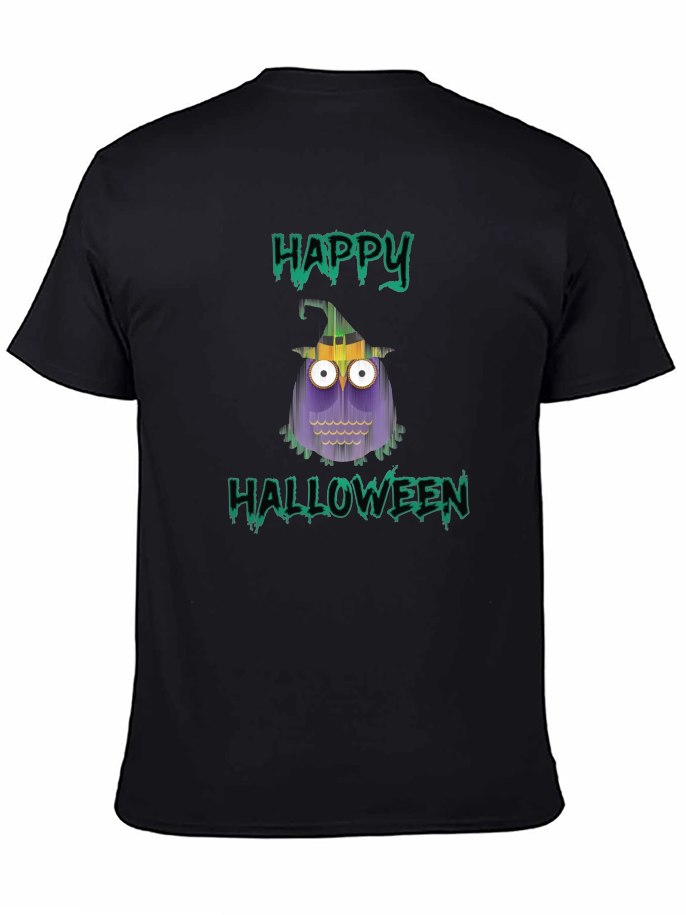 Happy Halloween Owl T-Shirt - Mens Black Tee