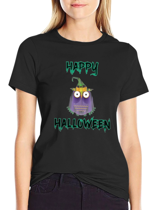 Happy Halloween Owl T-Shirt - Mens Black Tee