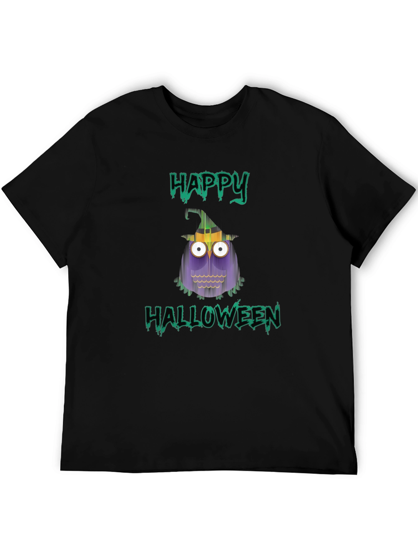 Happy Halloween Owl T-Shirt - Mens Black Tee