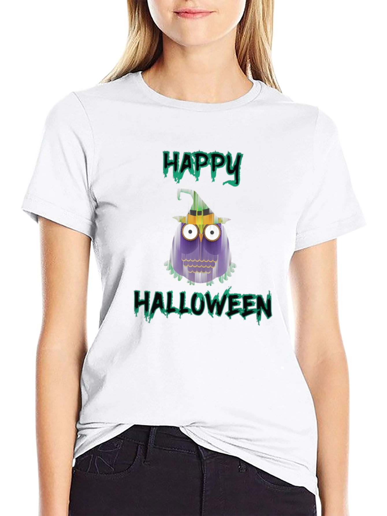 Happy Halloween Owl T-Shirt - Mens Black Tee