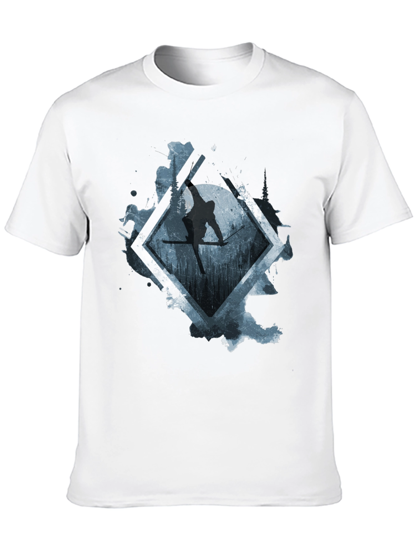 Mens Black Skiing Graphic Tee