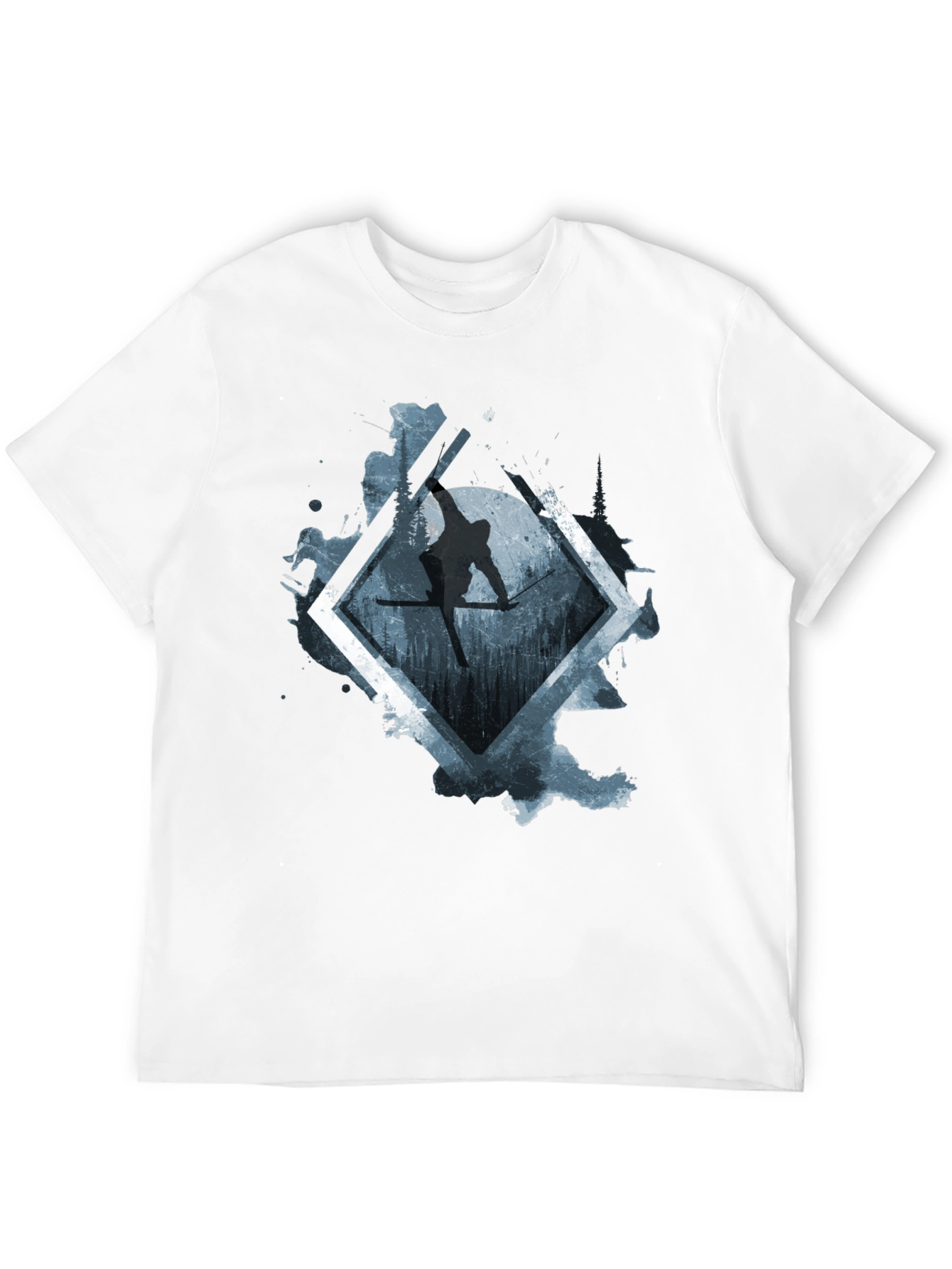 Mens Black Skiing Graphic Tee