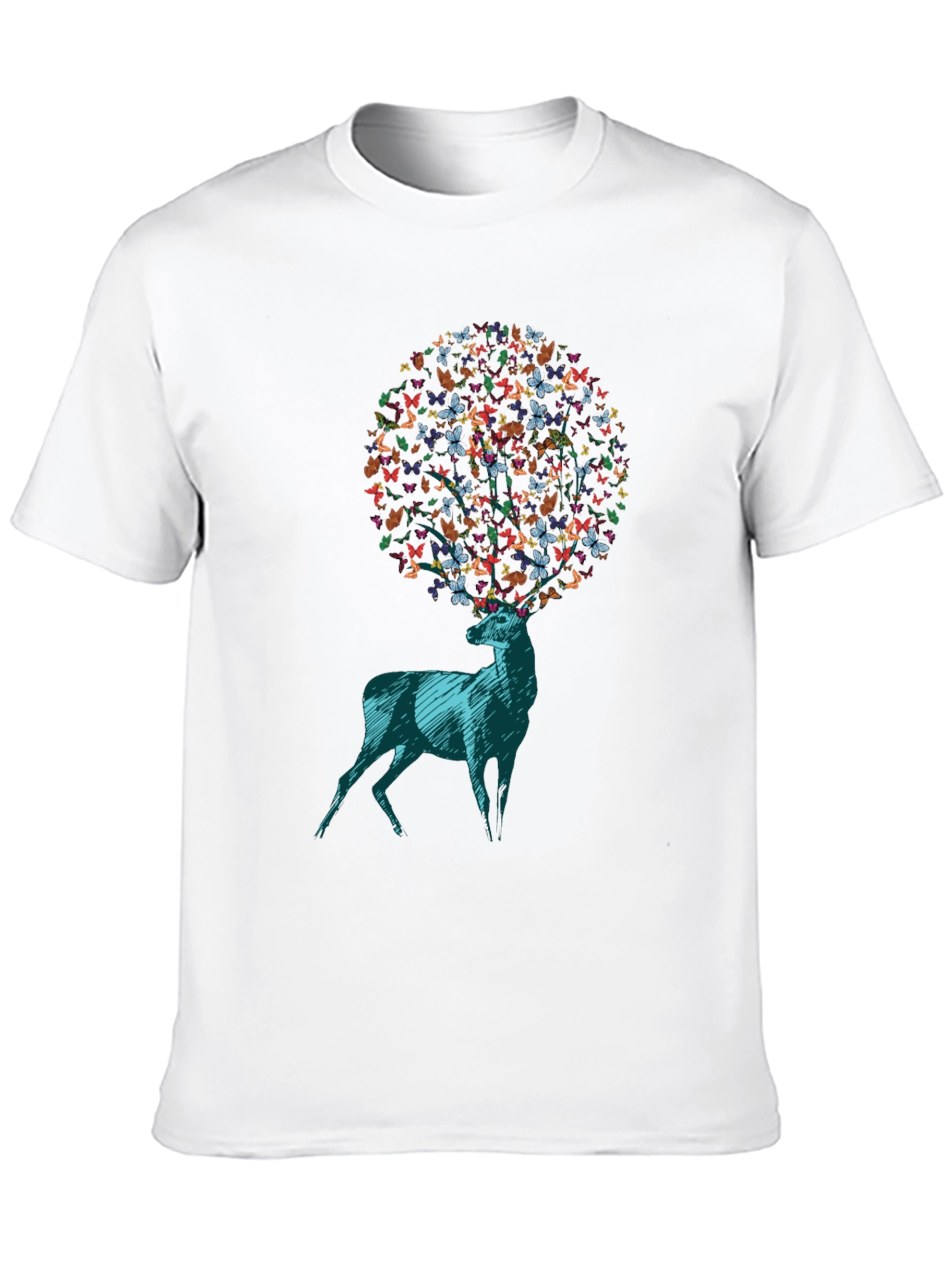 Butterfly Deer Graphic Tee - Unique Design