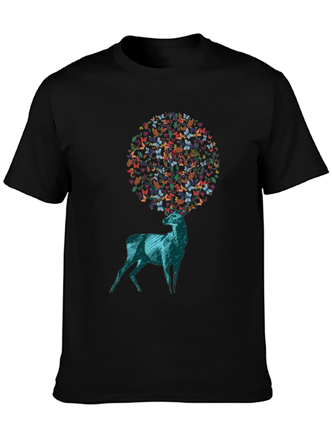 Butterfly Deer Graphic Tee - Unique Design