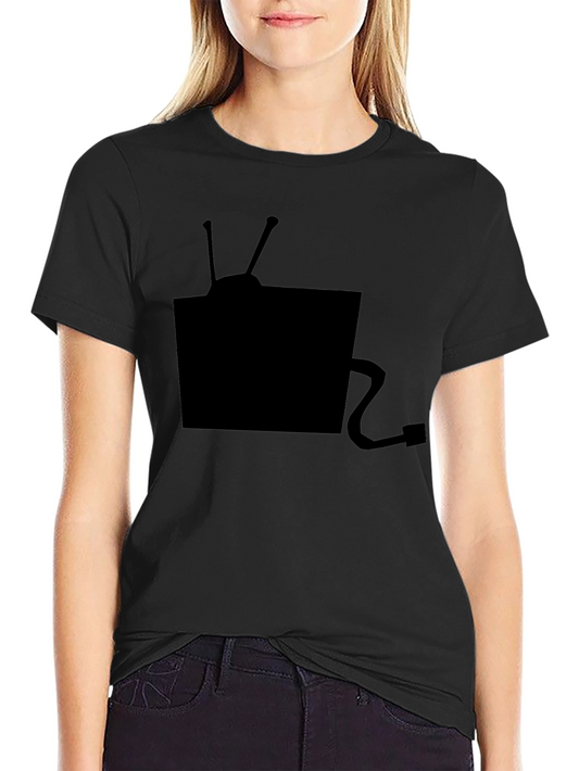 Retro TV Graphic Tee - Classic Black Cotton T-Shirt