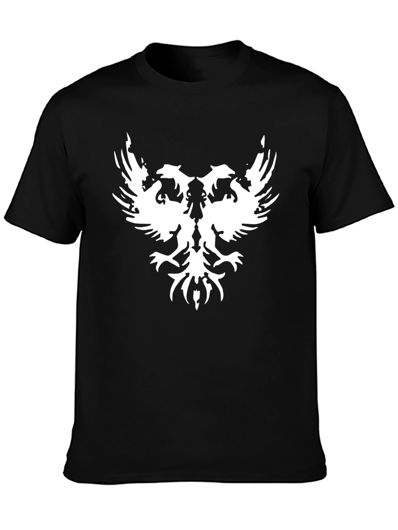 Black T-Shirt with White Double-Headed Eagle Design