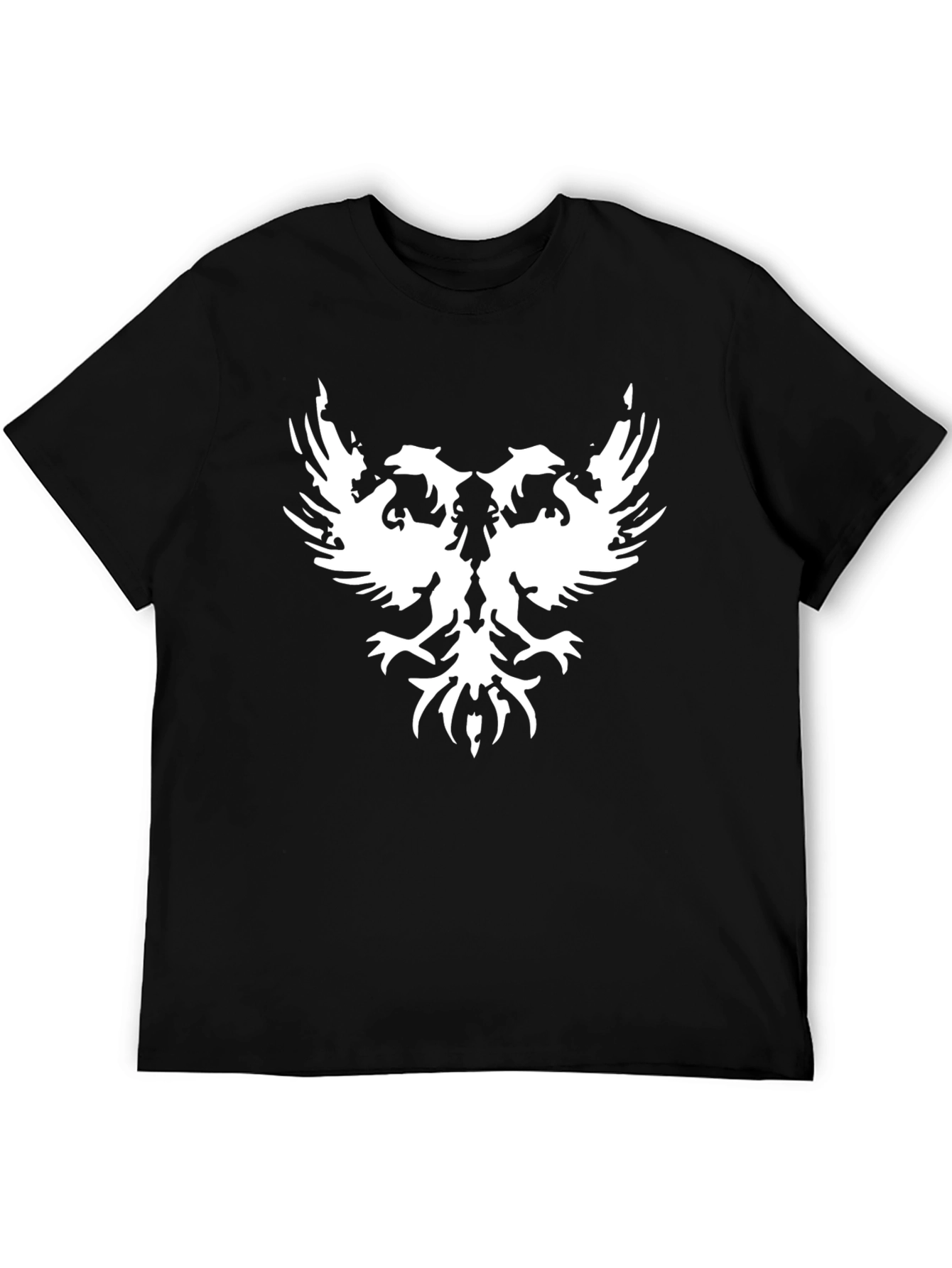 Black T-Shirt with White Double-Headed Eagle Design