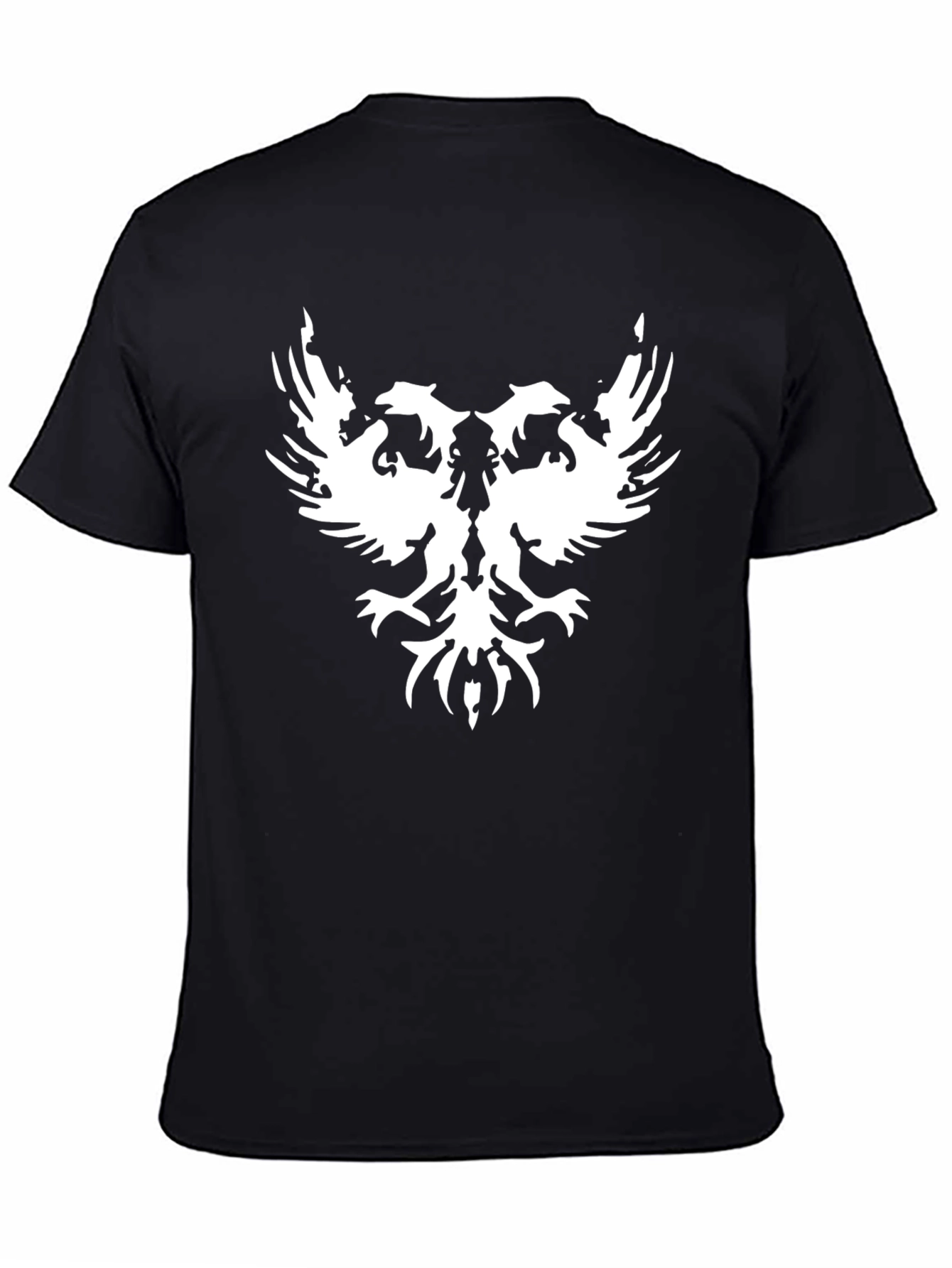 Black T-Shirt with White Double-Headed Eagle Design