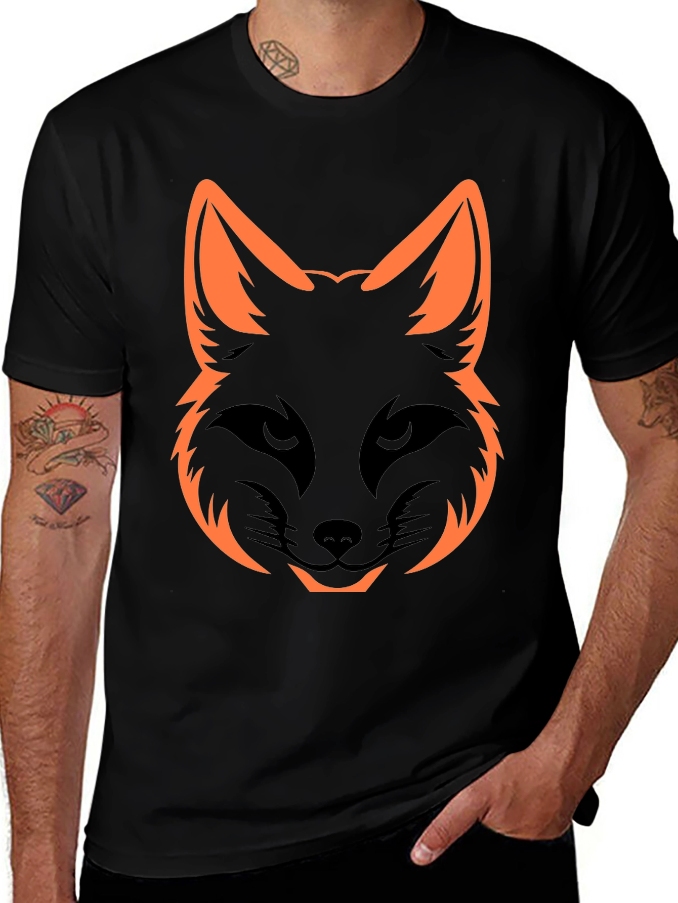 Cool Fox Head Graphic Tee - Black Unisex Shirt