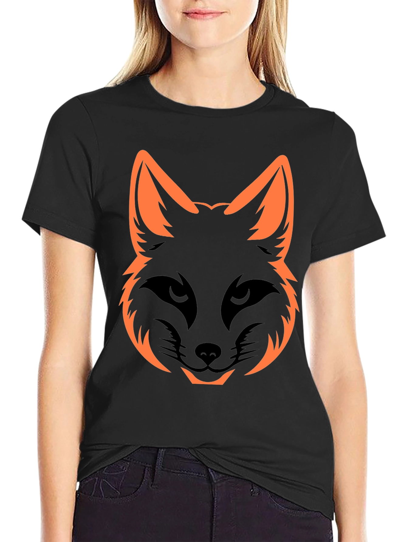 Cool Fox Head Graphic Tee - Black Unisex Shirt