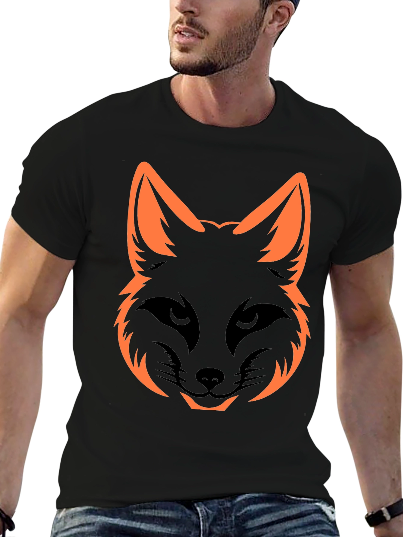 Cool Fox Head Graphic Tee - Black Unisex Shirt
