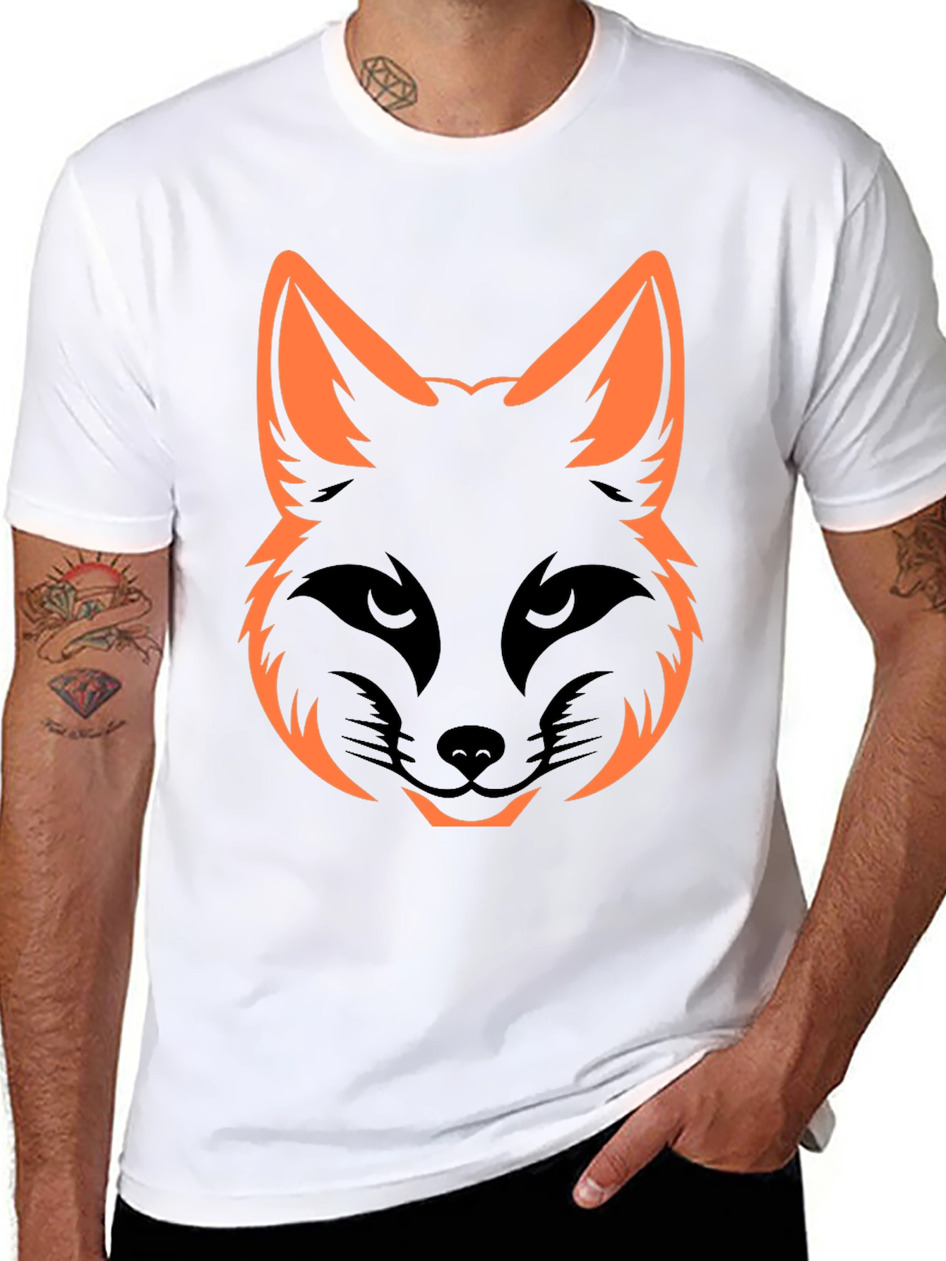 Cool Fox Head Graphic Tee - Black Unisex Shirt