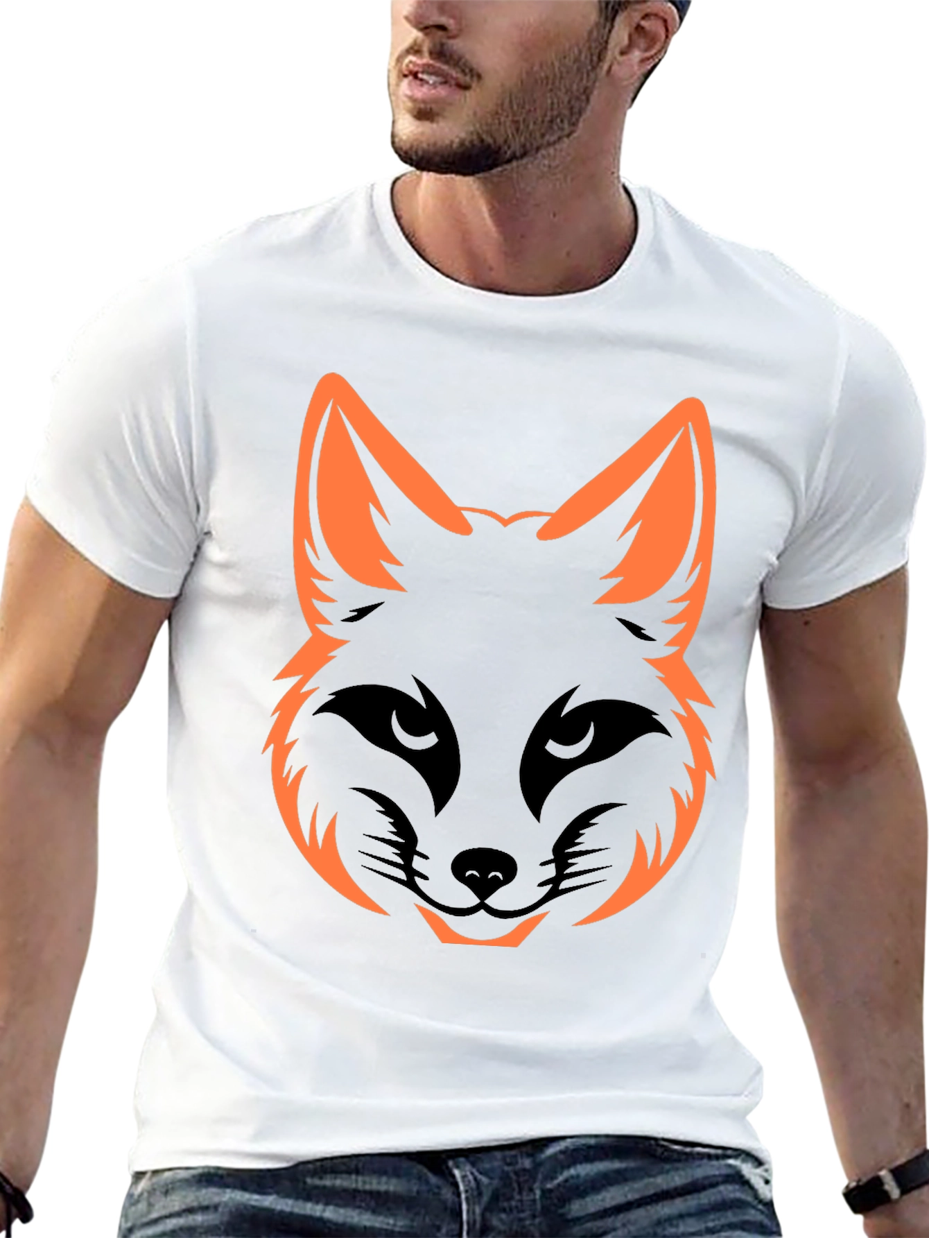 Cool Fox Head Graphic Tee - Black Unisex Shirt
