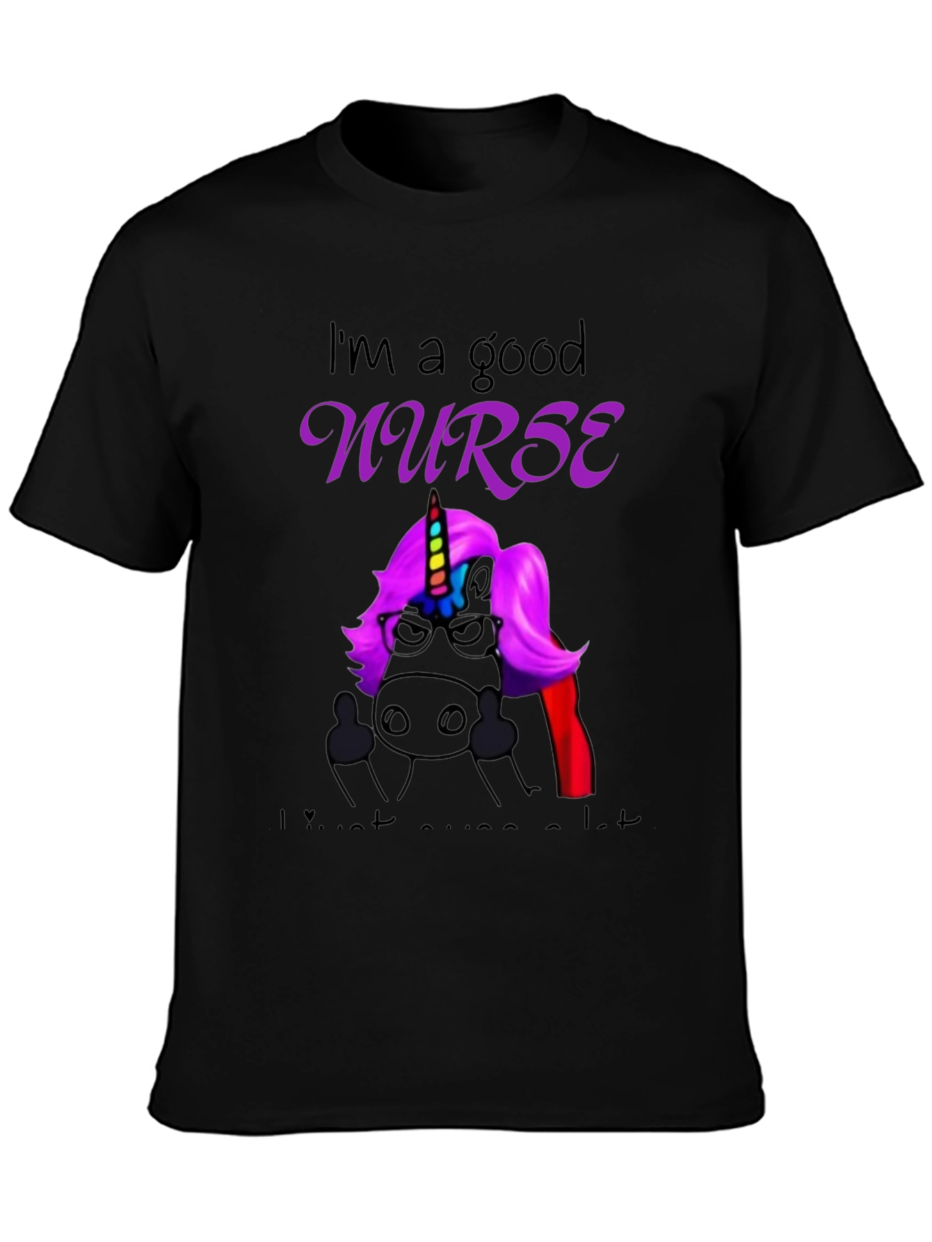 Good Nurse Unicorn Black T-Shirt