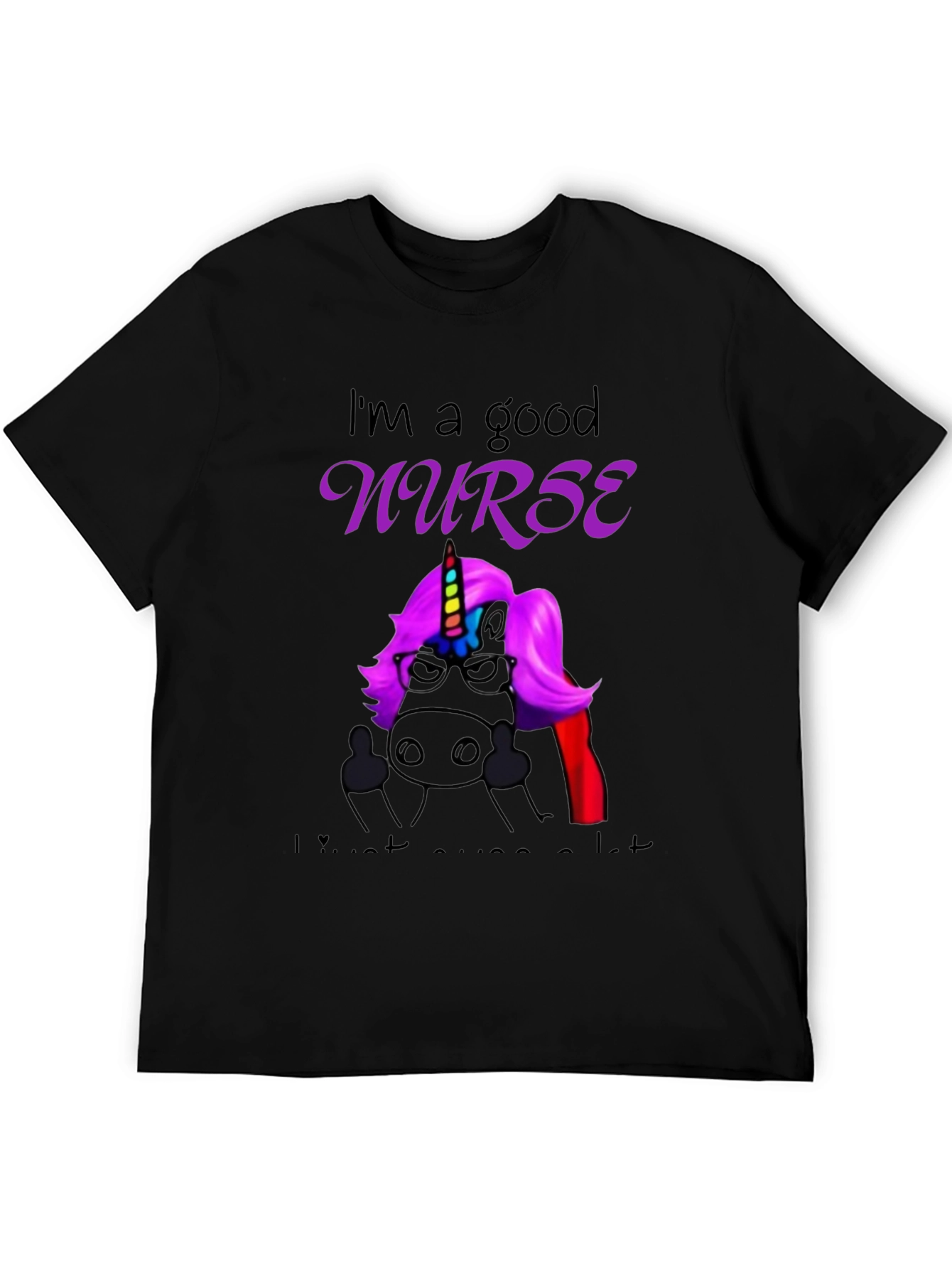 Good Nurse Unicorn Black T-Shirt
