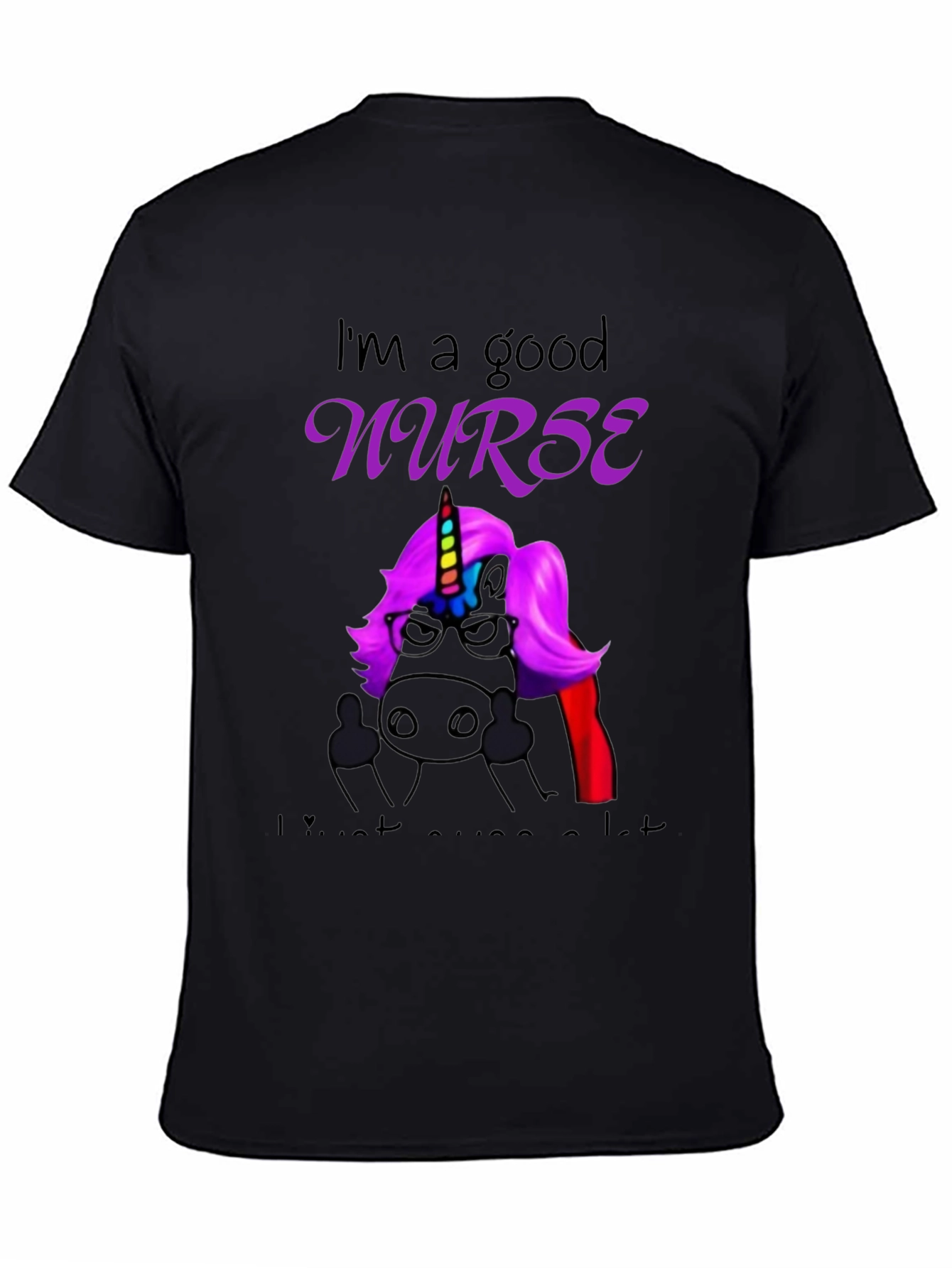Good Nurse Unicorn Black T-Shirt