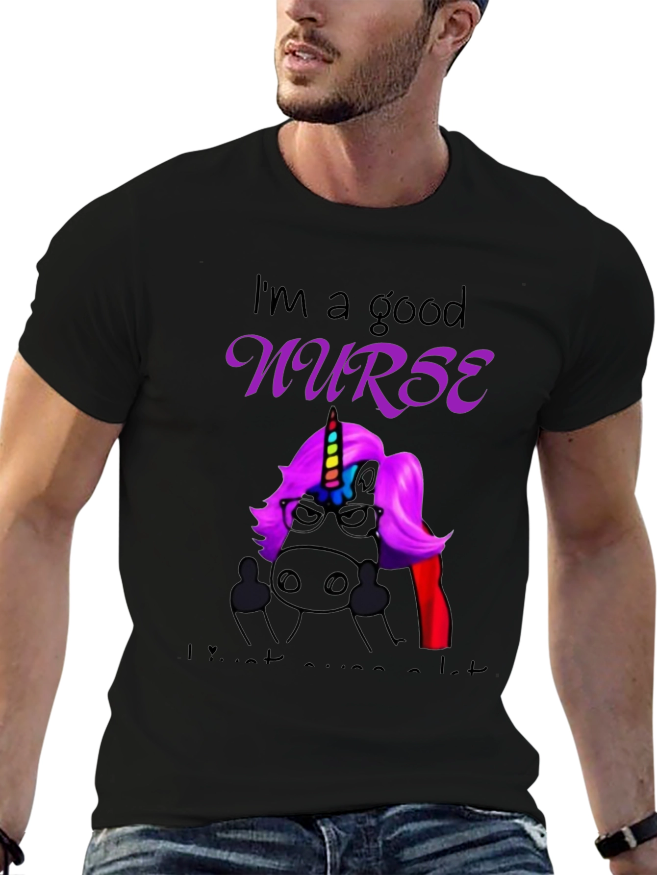 Good Nurse Unicorn Black T-Shirt