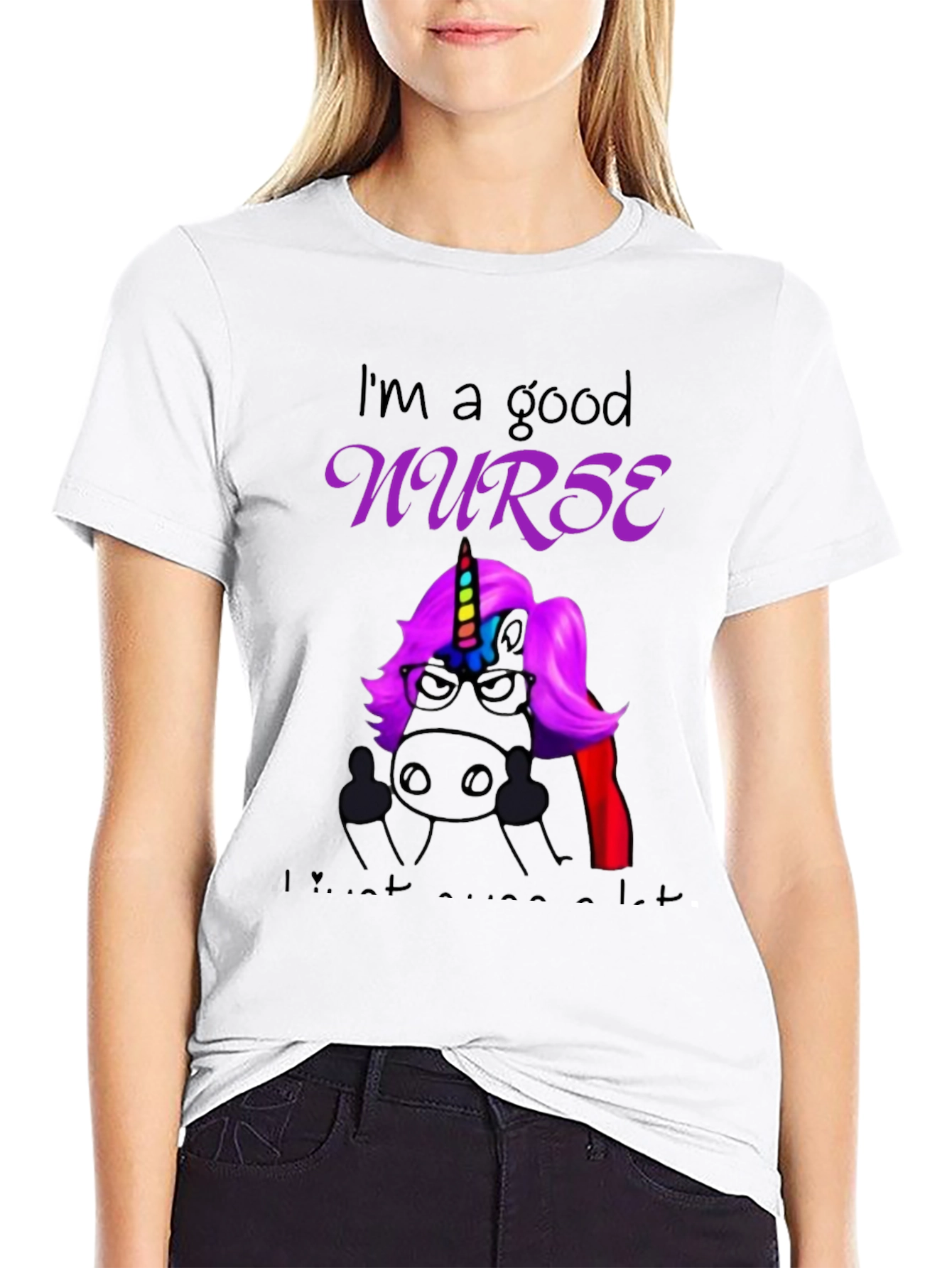 Good Nurse Unicorn Black T-Shirt