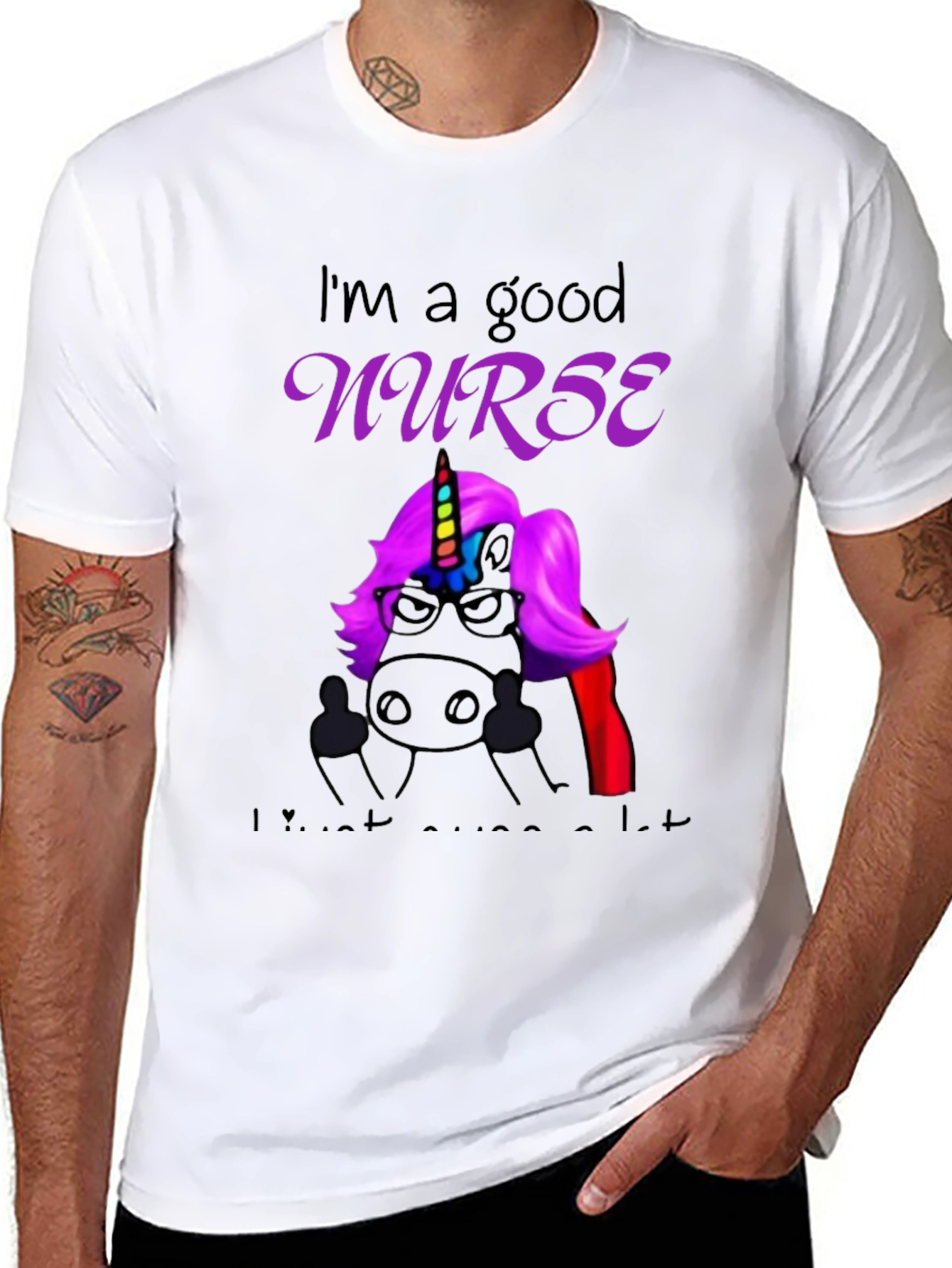 Good Nurse Unicorn Black T-Shirt