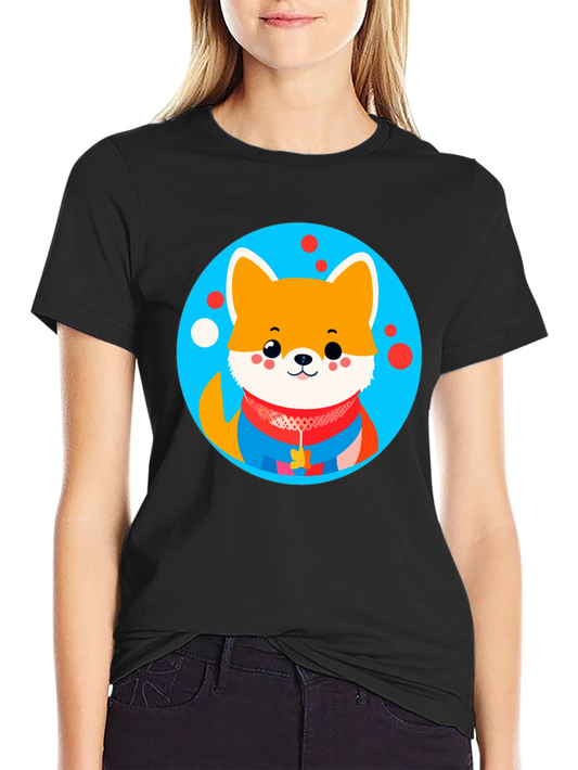 Cute Dog Graphic Tee - Black Crew Neck Unisex T-Shirt