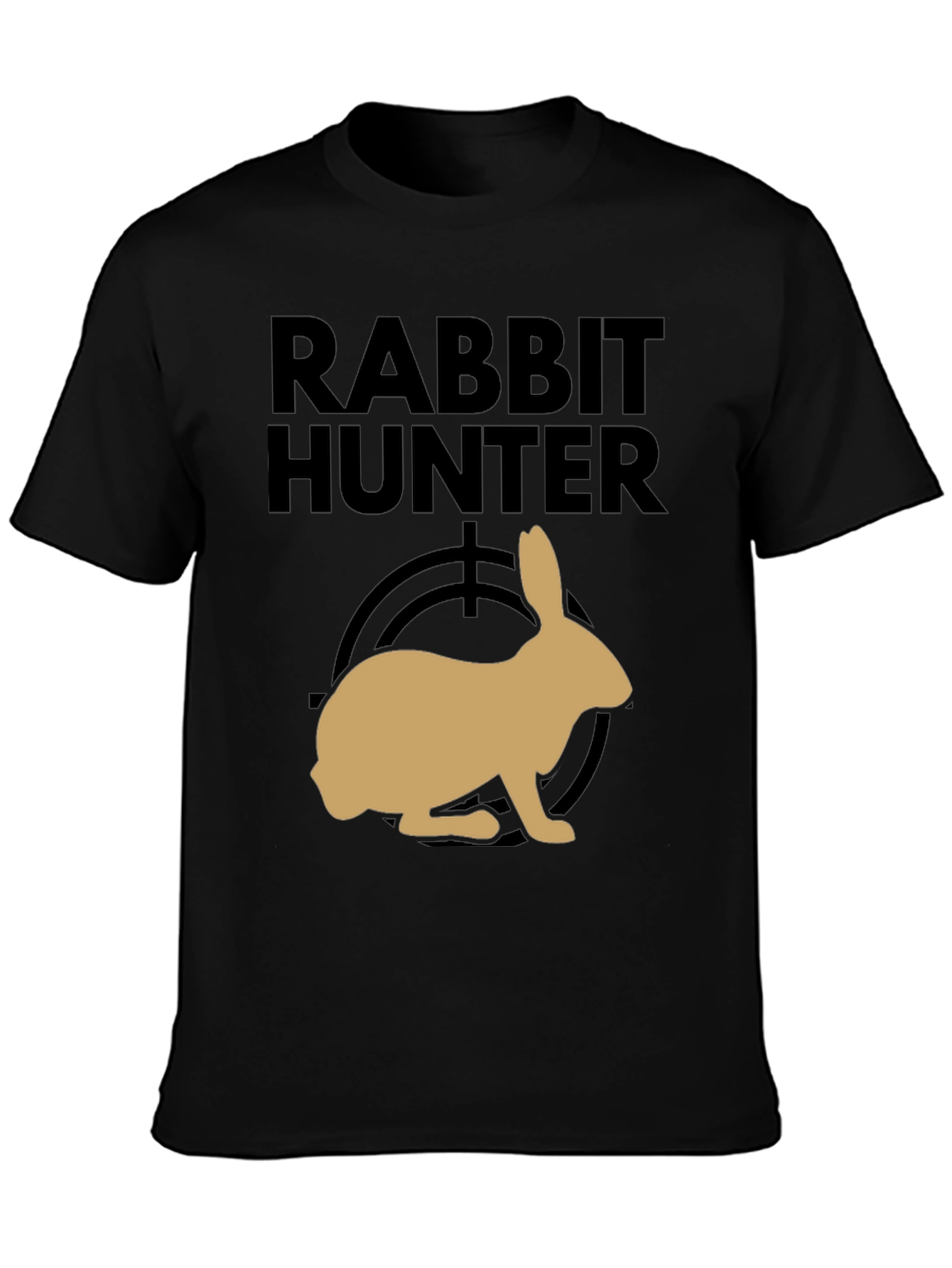 Rabbit Hunter Graphic Tee - Black Cotton T-Shirt