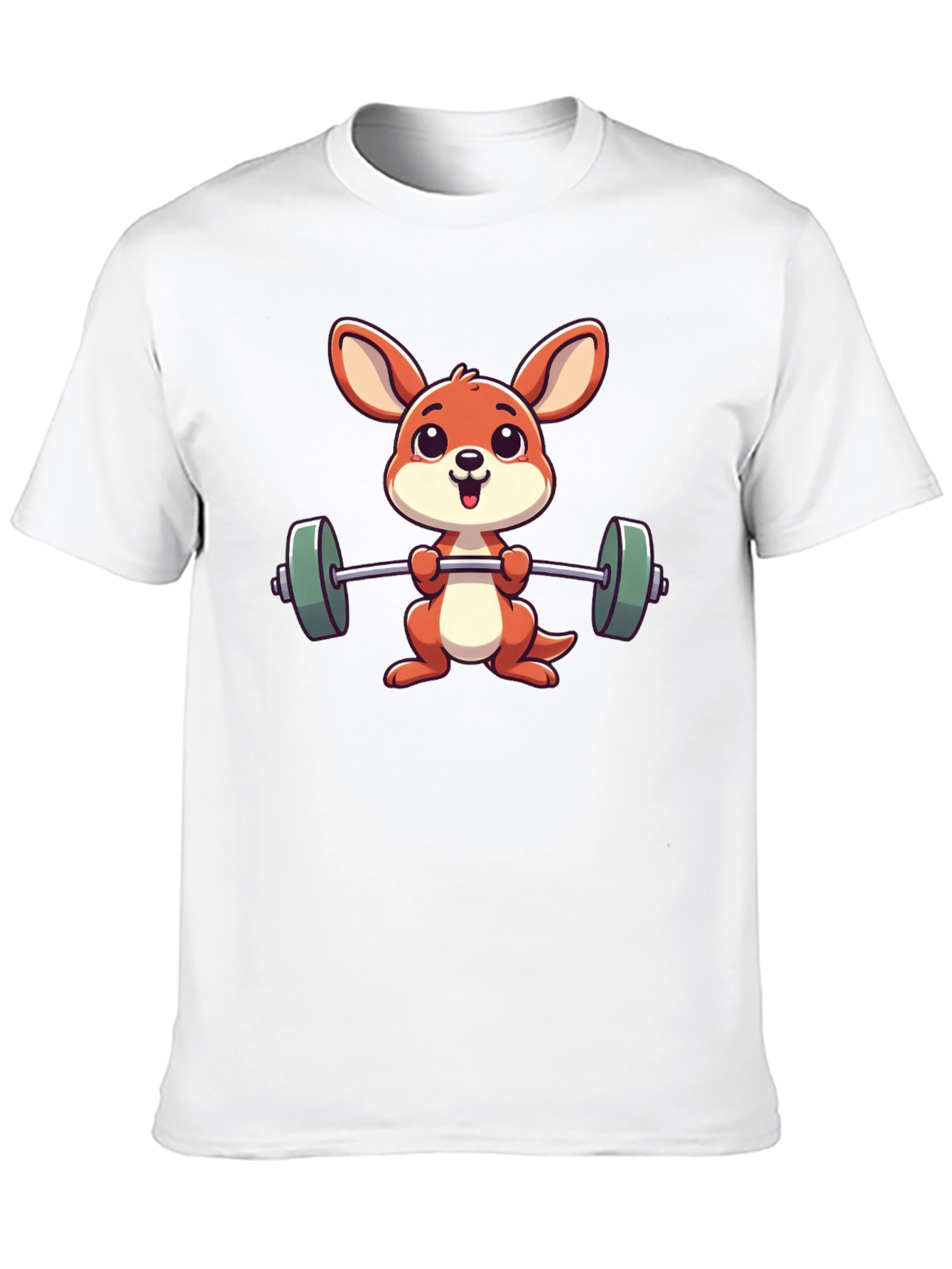 Cartoon Kangaroo Lifting Weights T-Shirt