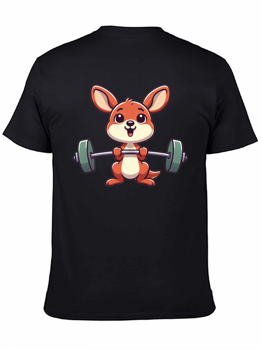 Cartoon Kangaroo Lifting Weights T-Shirt