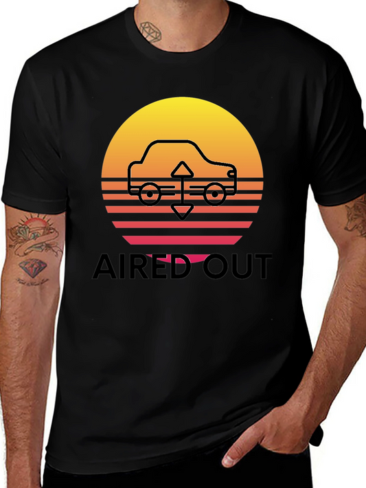 Aired Out Car Graphic Tee - Retro Sunset Design