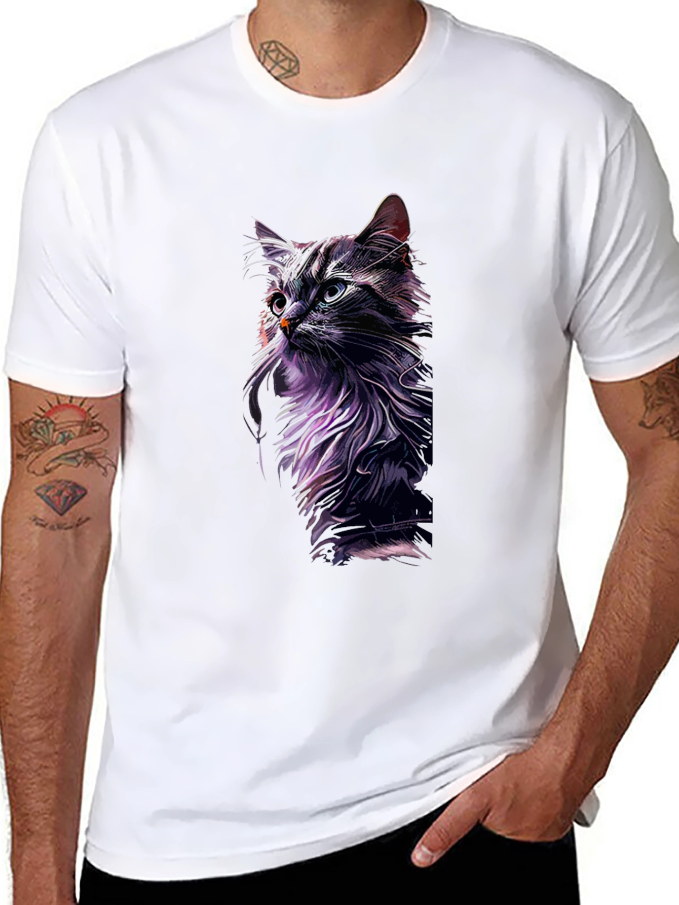 Cool Cat Graphic Print Black T-Shirt