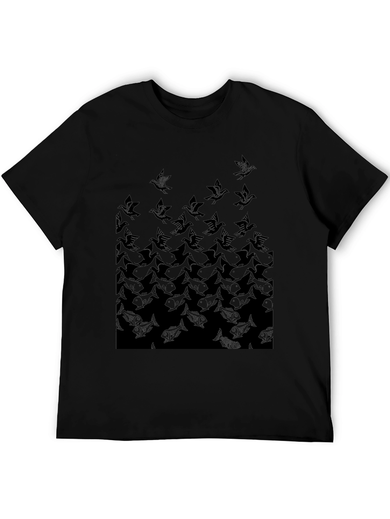Escher-Inspired Bird & Fish Graphic Tee