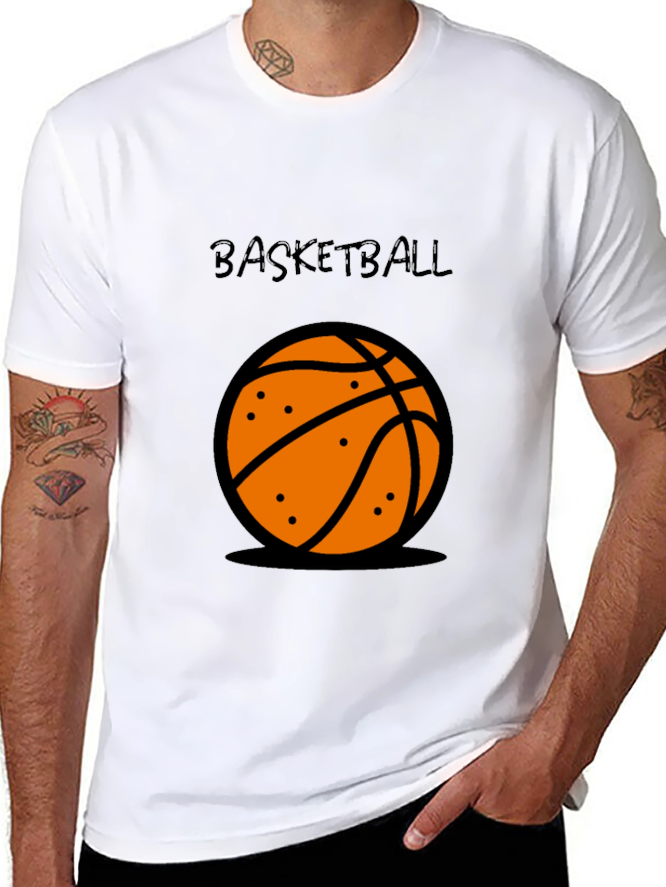 Basketball Graphic Tee - Black Cotton T-Shirt