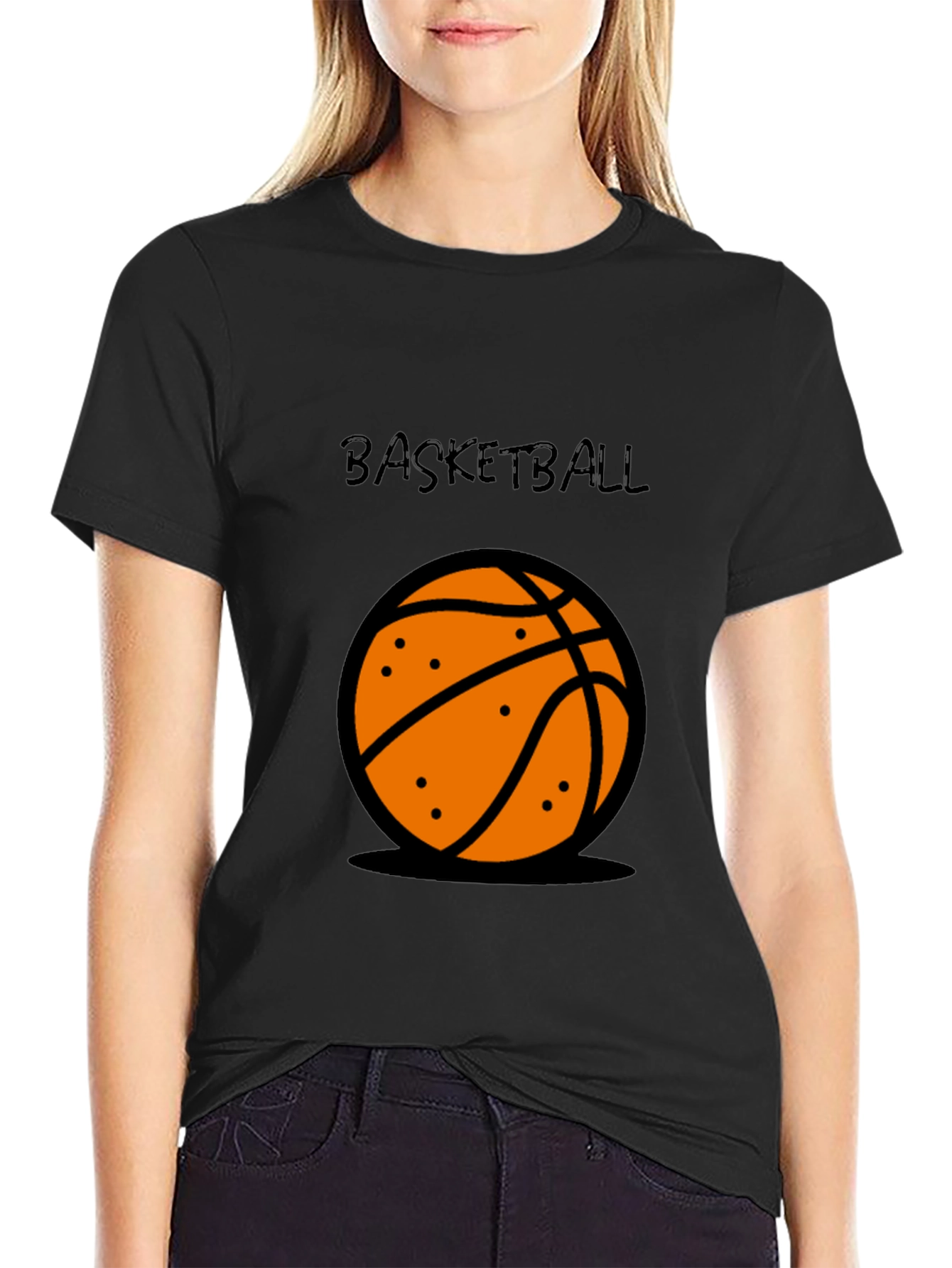 Basketball Graphic Tee - Black Cotton T-Shirt
