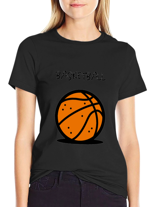 Basketball Graphic Tee - Black Cotton T-Shirt