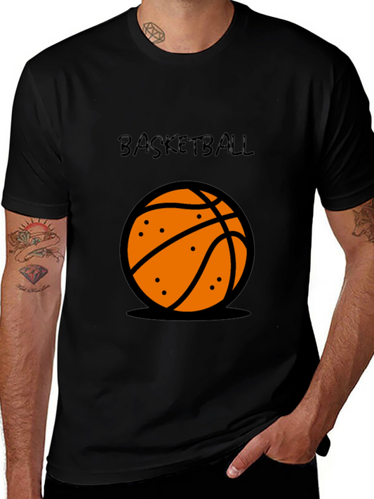 Basketball Graphic Tee - Black Cotton T-Shirt