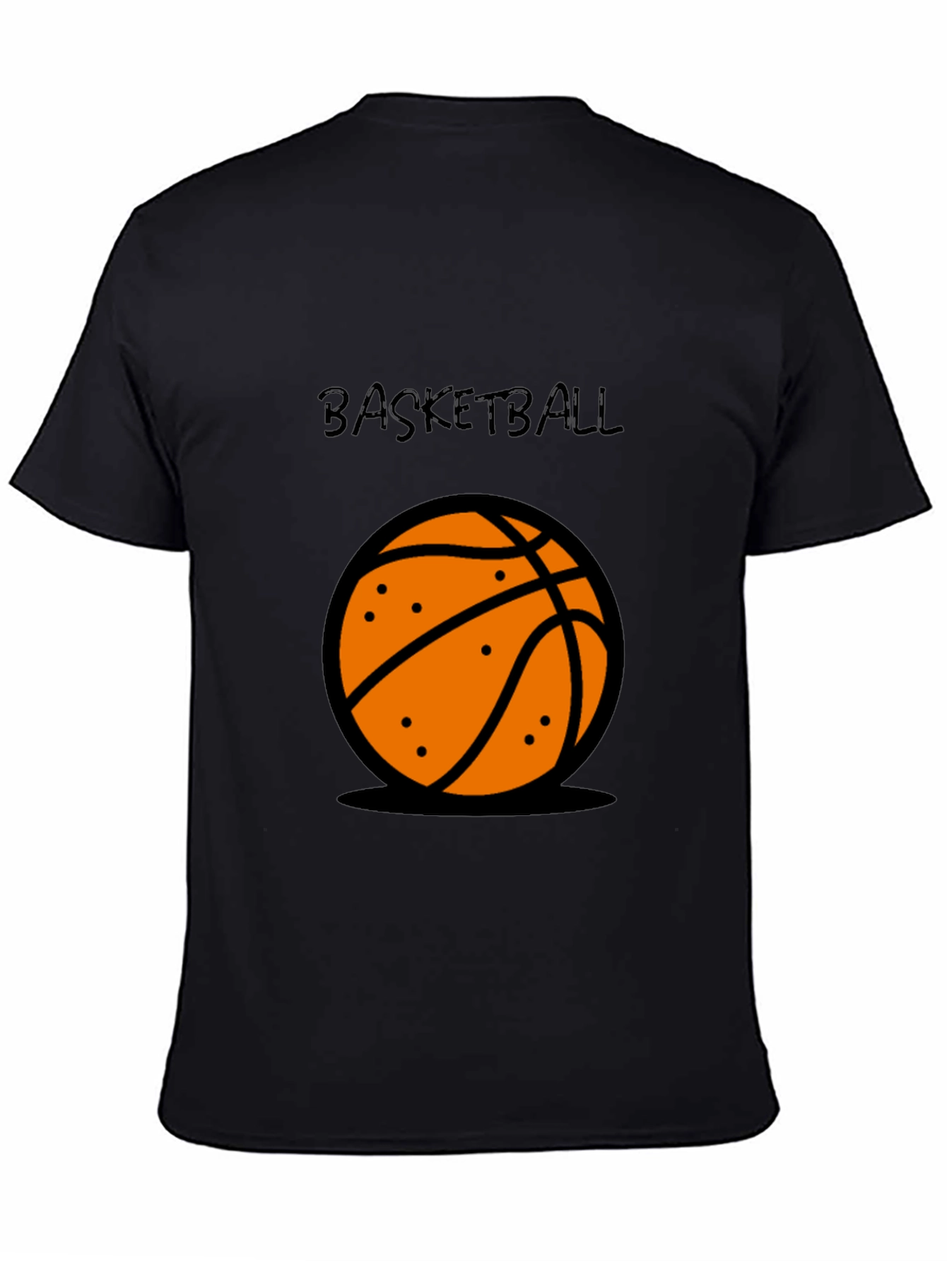 Basketball Graphic Tee - Black Cotton T-Shirt