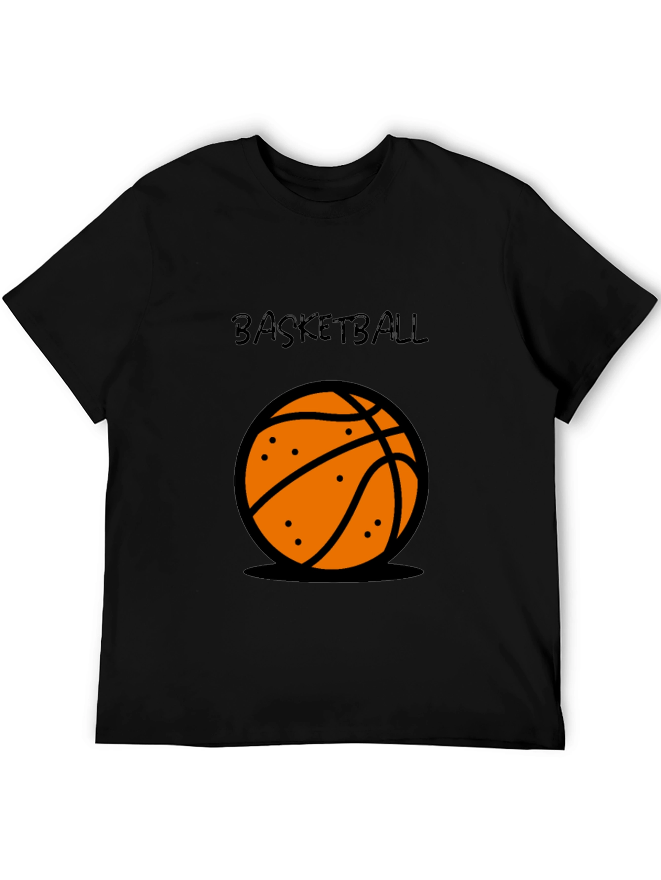 Basketball Graphic Tee - Black Cotton T-Shirt