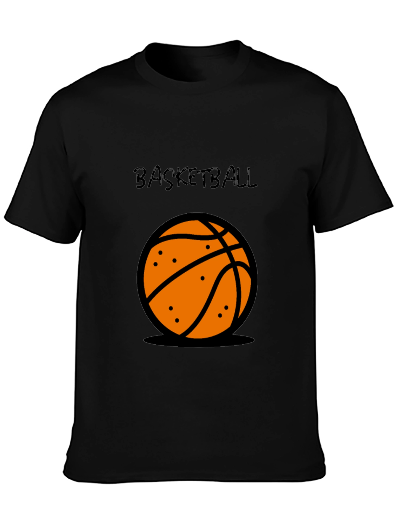 Basketball Graphic Tee - Black Cotton T-Shirt