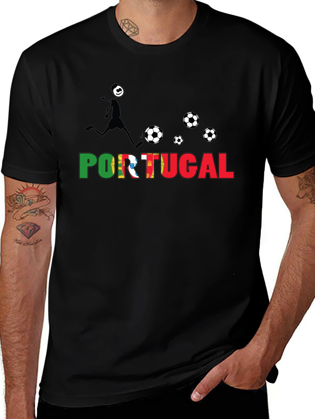 Portugal Soccer Fan T-Shirt - Black Graphic Tee