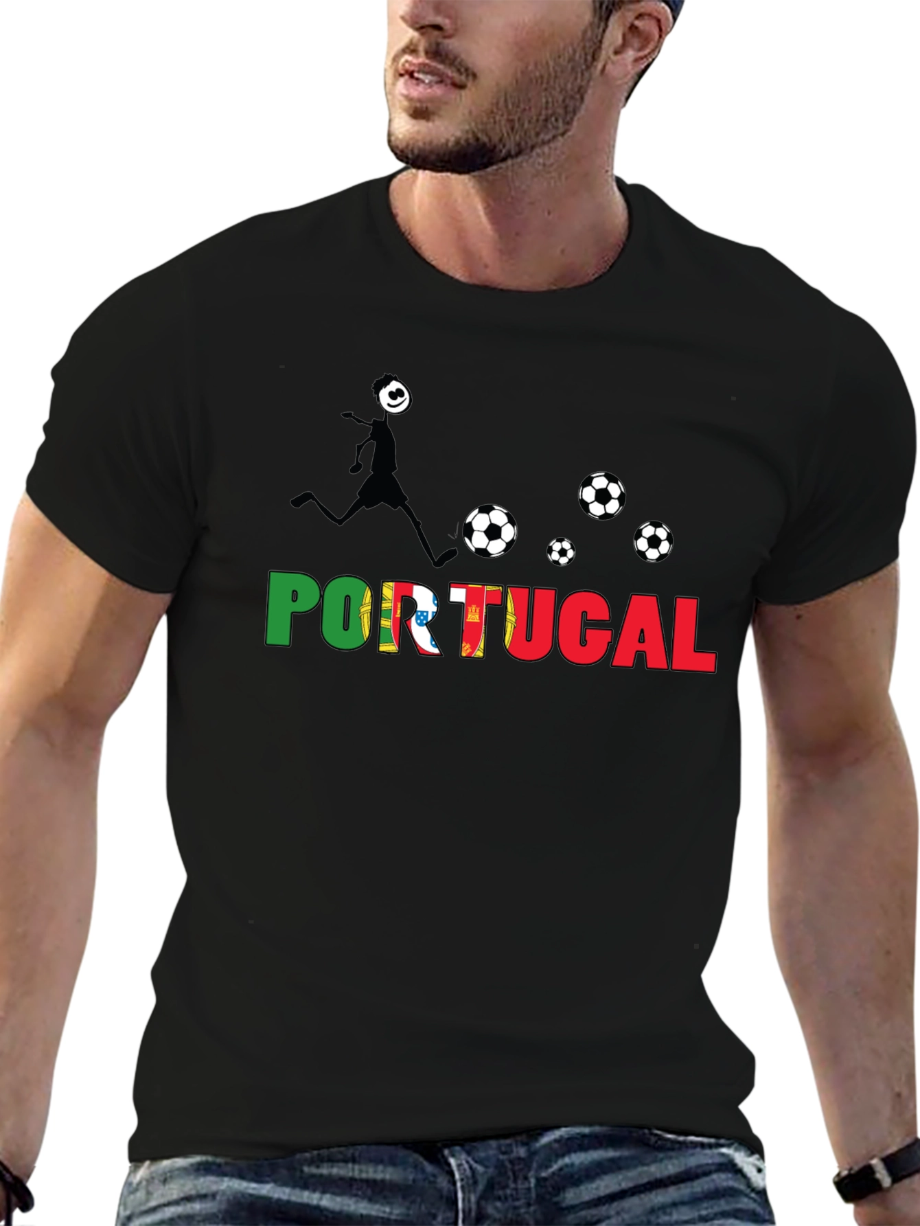 Portugal Soccer Fan T-Shirt - Black Graphic Tee