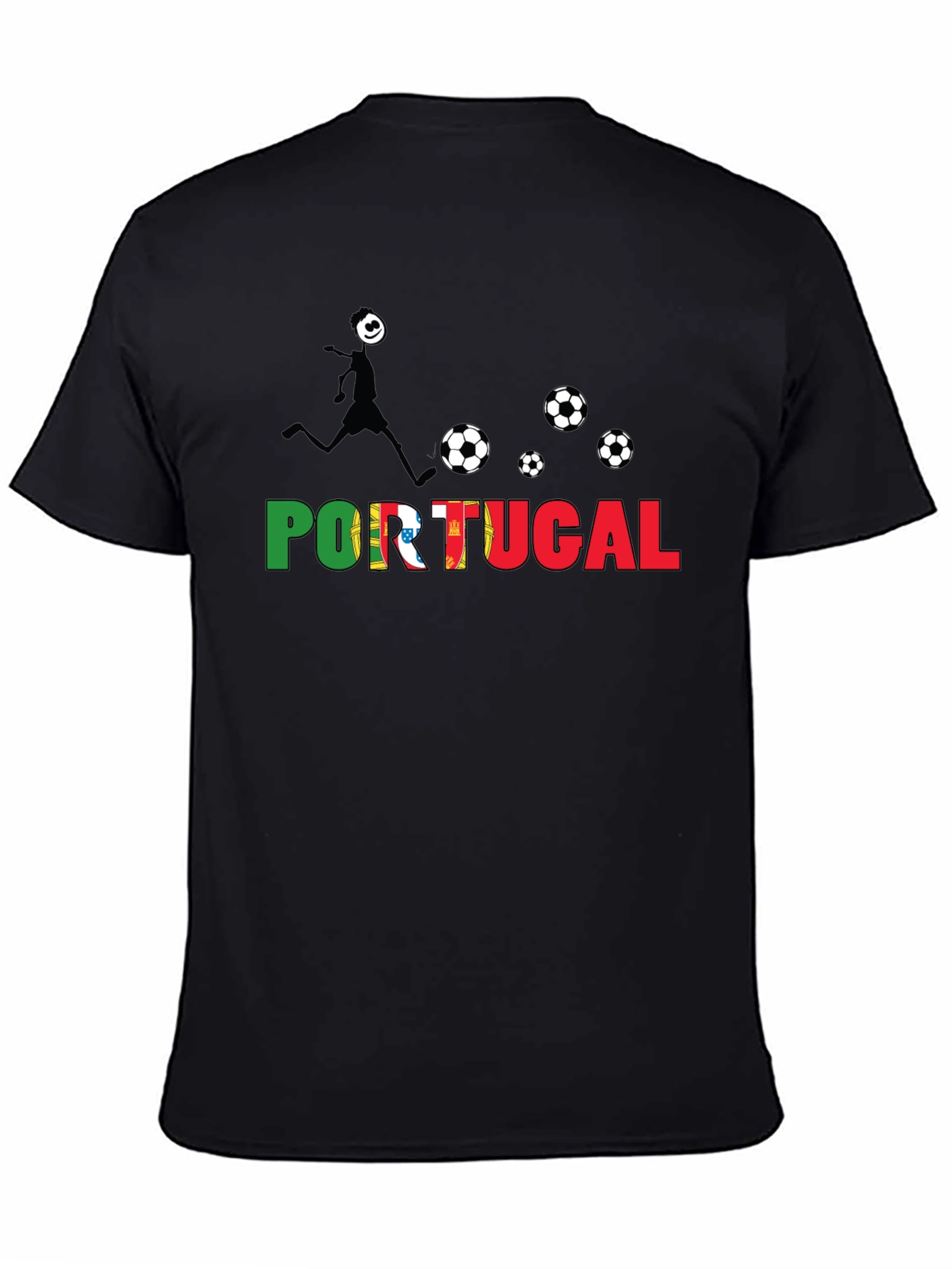 Portugal Soccer Fan T-Shirt - Black Graphic Tee