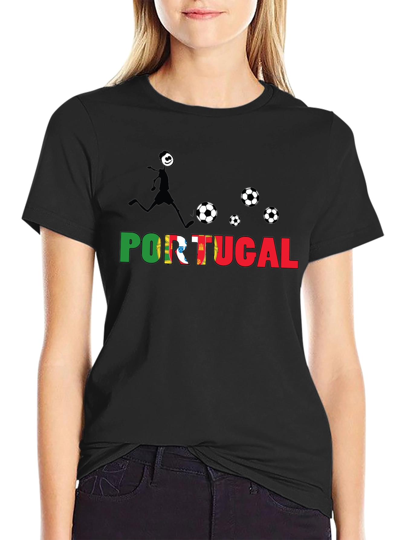 Portugal Soccer Fan T-Shirt - Black Graphic Tee