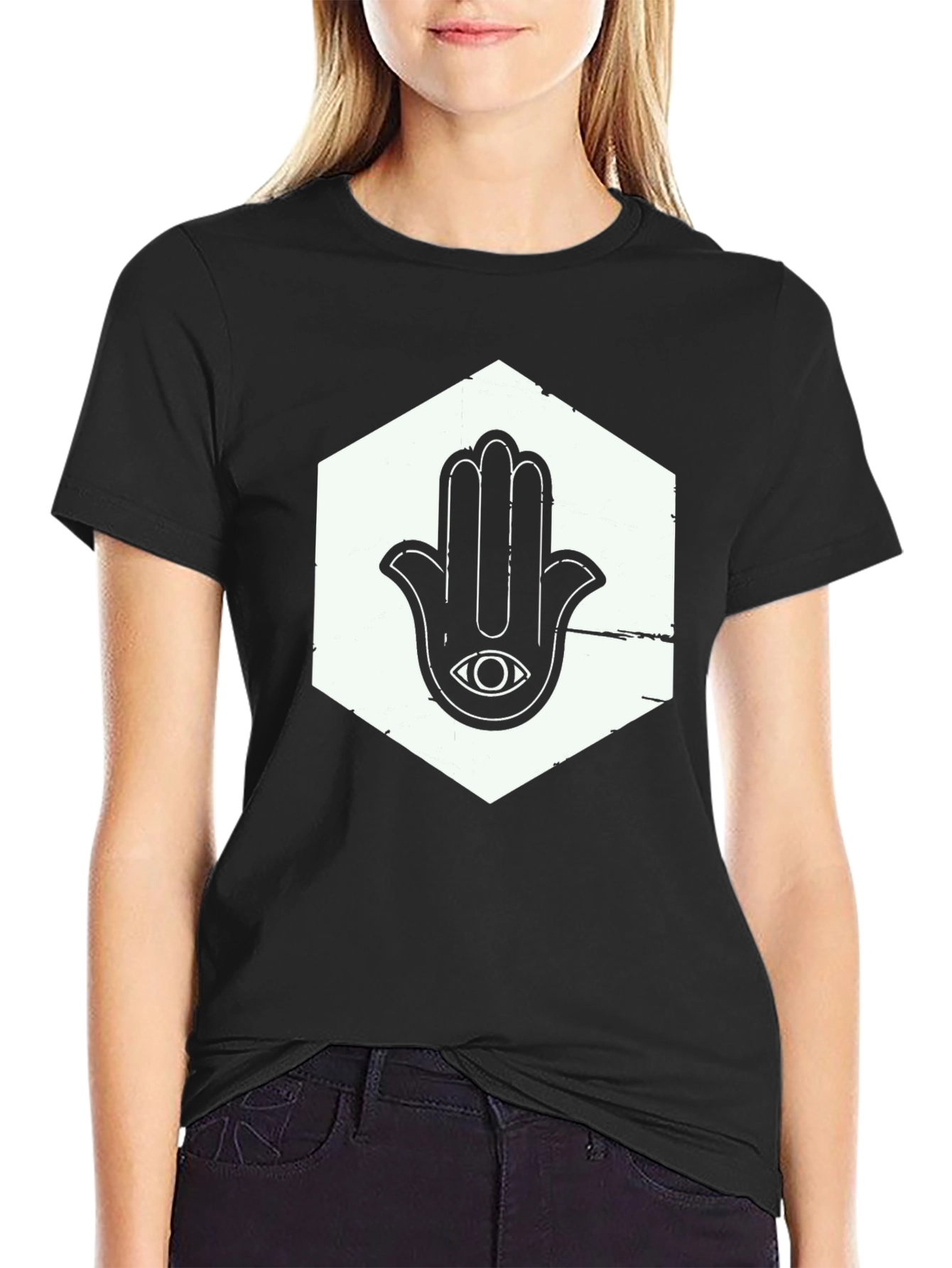 Hamsa Hand Graphic Tee - Unisex Black T-Shirt