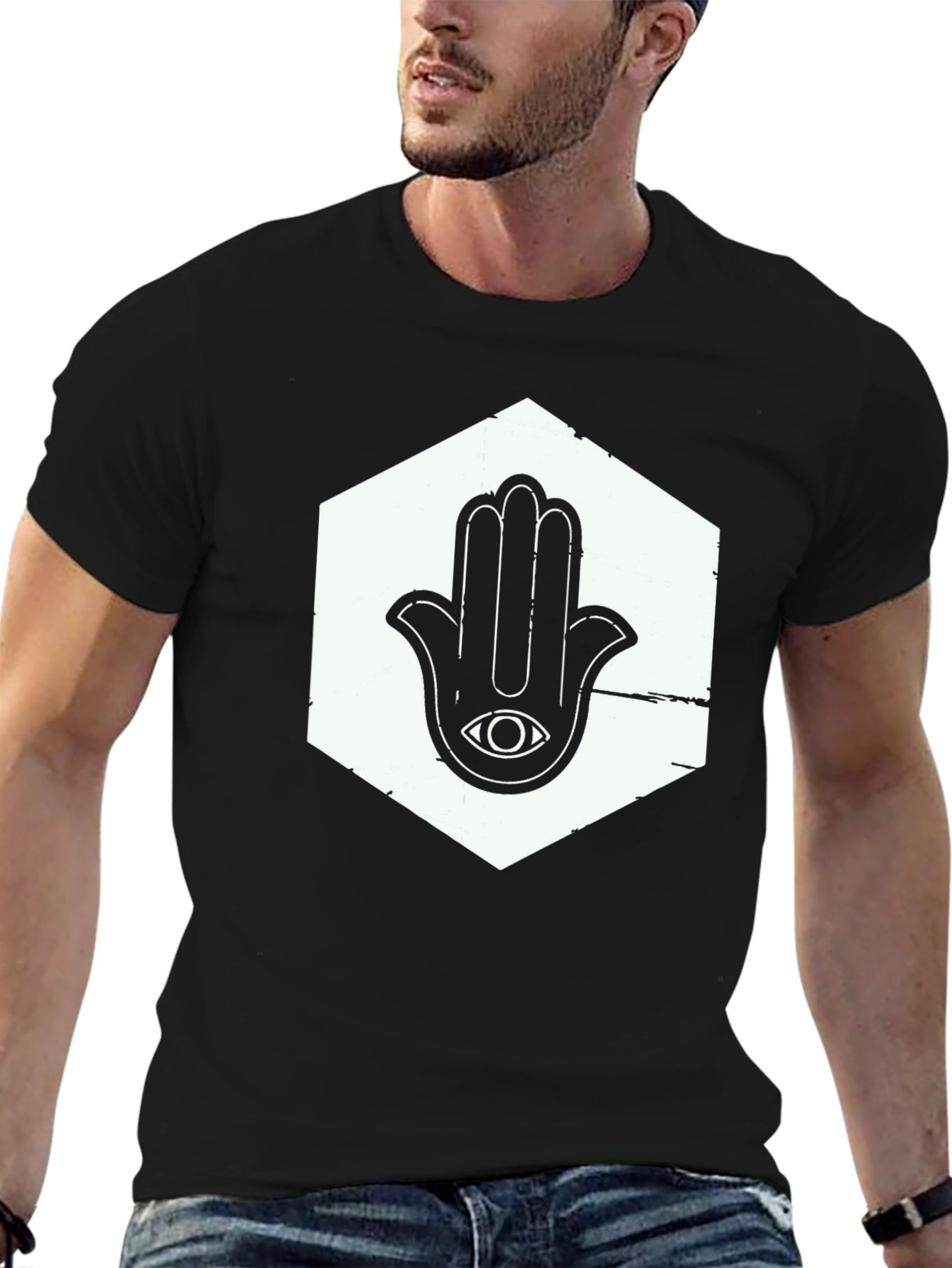 Hamsa Hand Graphic Tee - Unisex Black T-Shirt