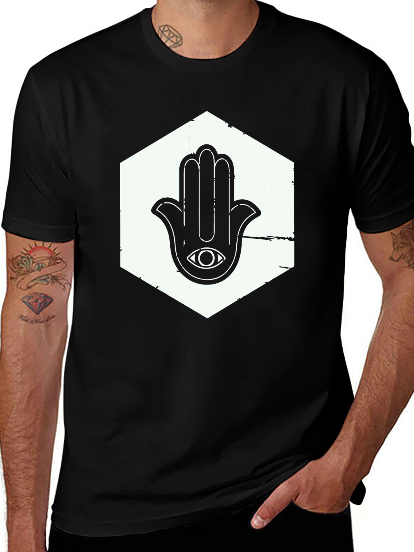 Hamsa Hand Graphic Tee - Unisex Black T-Shirt