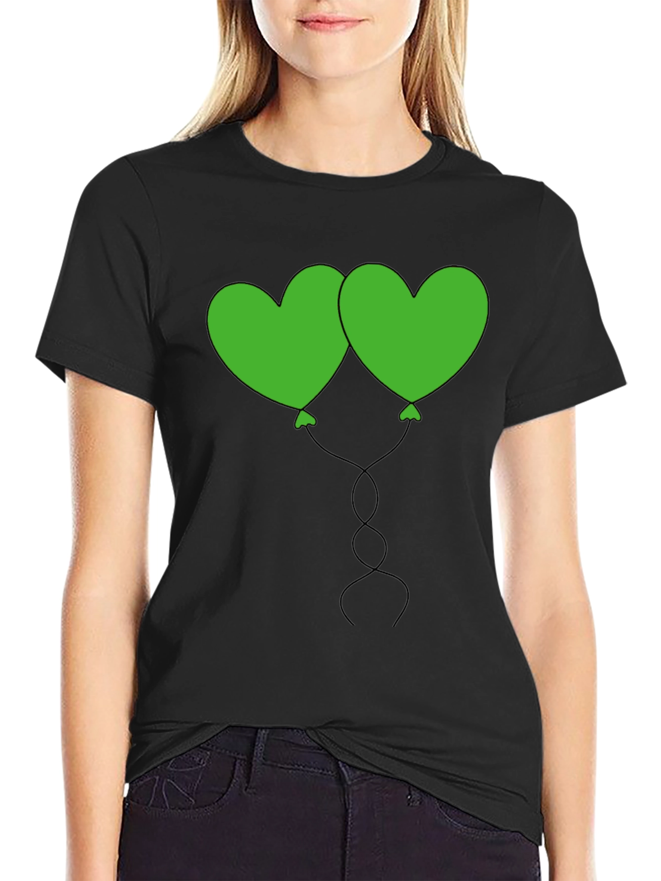 Heart Balloon Graphic Tee - Black